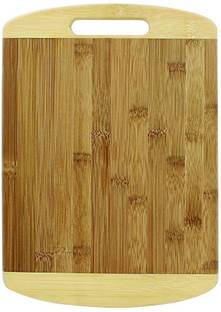 KitchenFest Premium Quality Size (24*34 cm) Natural Bamboo Chopping Board with Handle for Vegetables, Fruits, Meat Wooden, Bamboo Cutting Board