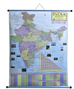 ROLLUP POLITICAL MAP OF INDIA (PIPE MOUNTED) Photographic Paper