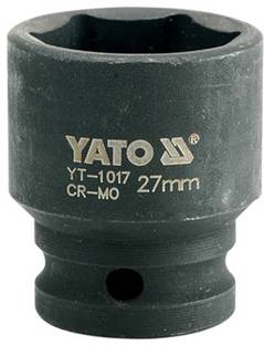 YATO YT-1017 Cold Forged CrMo 1/2 inch Drive Black Phosphated Surface Hexagonal Impact Socket-27mm Socket Set