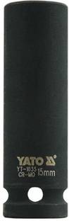YATO YT-1035 Cold Forged CrMo 1/2 inch Drive Black Phosphated Surface AS Drive Hexagonal Deep Impact-15mm Socket Set