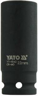 YATO YT-1042 Cold Forged CrMo 1/2 inch Drive Black Phosphated Surface AS Drive Hexagonal Deep Impact Socket Set-22mm Socket Set