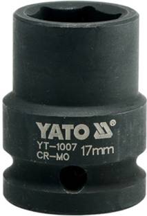 YATO YT-1007 Cold Forged CrMo 1/2 inch Drive Black Phosphated Surface Hexagonal Impact Socket-17mm Socket Set