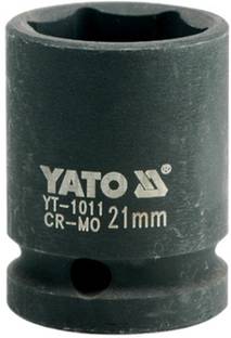 YATO YT-1011 Cold Forged CrMo 1/2 inch Drive Black Phosphated Surface Hexagonal Impact Socket-21mm Socket Set