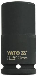 YATO YT-1127 Cold Forged CrMo 3/4 inch Drive Black Phosphated Surface Hexagonal Deep Impact Socket-27mm Socket Set