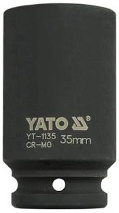 YATO YT-1135 Cold Forged CrMo 3/4 inch Drive Black Phosphated Surface Hexagonal Deep Impact Socket-35mm Socket Set