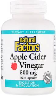 Natural Factors Apple Cider Vinegar, 500 mg, 180 Capsules