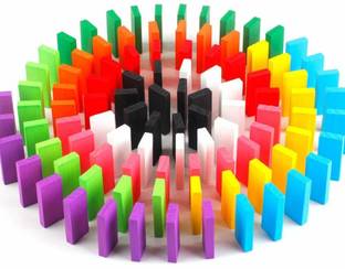 hinik 100 Pieces Mini Dominoes Blocks Set Wooden Toy Building and Stacking Counting Adding Subtracting Multiplication Indoor Game Toy Educational Toy for Kids (Multicolor)