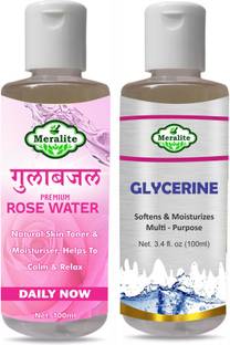 Meralite Glycerin and Rose Water for Beauty and Skin Care (100ml) Pack of 2 Face Wash