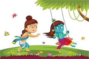 god & god's 60 cm Balram With Krishna 457 Self Adhesive Sticker