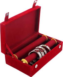 KUBER INDUSTRIES Wooden 1 Piece Two Rod Velvet Bangle Storage Box (Maroon) - CTKTC22733 Make Up Vanity Box