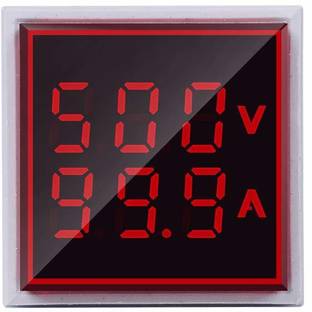 ROBIN TEPER Volt+Amp Metar 0601 Digital Voltmeter Ammeter AC 50-500V 0-100A Ampere Voltage Current Tester Dual LED Indicator 31 mm W/CT Square (Red) Ammeter