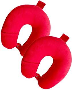 MITHILA MART Travel Neck Rest Pillow For CAR,BUS,TRAIN,FLIGHT And Multiple Uses [RED] Pack of -2 Neck Pillow