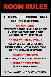 Room Rules Poster | Funny Poster | HD Poster for Wall Decor (300GSM Thick Paper, Gloss Laminated) Paper Print