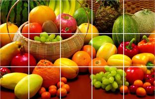 Saiii Designs 79 cm Waterproof Kitchen Veg And Fresh fruits Wallpaper/Wall Sticker Multicolour - Kitchen Wall Coverings Area ( 49Cm X 79Cm ) Self Adhesive Sticker