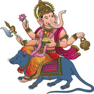 god & god's 50 cm Ganesh Ji Swari 461 Self Adhesive Sticker