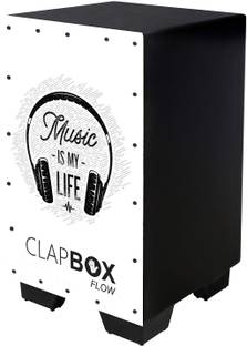 CLAPBOX Flow Graphic CB-FLW3, Walnut wood,Black (Music is life) Cajons