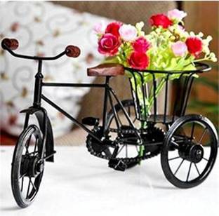 Unity Handicrafts uniqu desing Iron, Oak Wood Flower Basket
