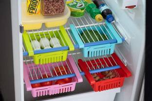 Katiyar Fruits/Vegetables Kitchen Rack Plastic Expandable Multipurpose Fridge Space Saver Organizer Kitchen Container Set, Storage Container, Container Set, Food Container/ Kitchen rack /Plastic grocery container - Plastic Fridge Container