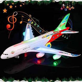 SALEOFF Musical AeroPlane Airbus Bump & Go Action Toy with Sound & Light-213
