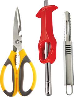Petals 3Pcs Kitchenware Set - Gas Lighter, Multipurpose Kitchen Scissor and Peeler Kitchen Tool Set