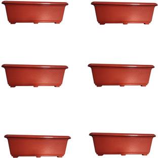 Synergy Plast Pack of 6, 18-inch Decorative and Premium Quality Rectangular Planter Plant Container Set