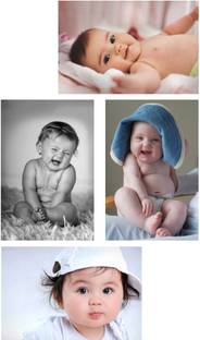Set of 4 Cute Baby Combo Posters | Smiling Baby Poster | Poster for Pregnant Women | HD Baby Wall Poster for Room decor (12x18-Inch, 300GSM Thick Paper, Gloss Laminated) Paper Print