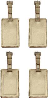 JL Collections Polyurethane (PU) Gold Luggage Tags for Suitcases and Bags - Best Gift for Travelers (Pack of 4) Luggage Tag