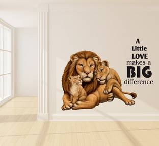fuzzy 90 cm Lion Family With Quotes Self Adhesive Sticker