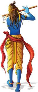 god & god's 95 cm Krishna Back Pose 466 Self Adhesive Sticker