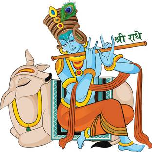 god & god's 51 cm Shri Krishna 468 Self Adhesive Sticker