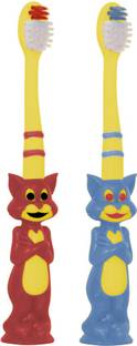 बड्सबड्डी Combo of 2 Tom shaped Kids Tooth Brush अल्ट्रा सॉफ्ट टूथब्रश