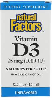 Natural Factors Vitamin D3 Drops, 1000 IU, 0.5 fl oz (15 ml)
