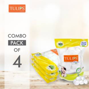 Tulips 50 Premium Cotton Ball in a Ziplock bag (Pack of 4)