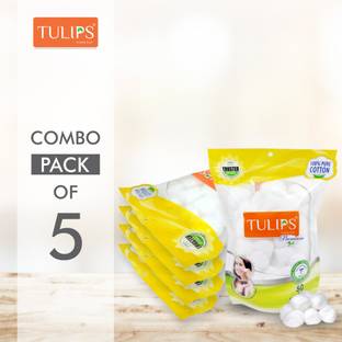 Tulips 50 Premium Cotton Ball in a Ziplock bag (Pack of 5)