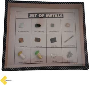Square Drop Set of Metals With All Metal Samples in Wooden Box - Chemistry - Physics Teaching Hands-On Tools for Students and Teachers