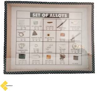 Square Drop Set of Alloys With All Metal Samples in Wooden Box - Chemistry - Physics Teaching Hands-On Tools for Students and Teachers