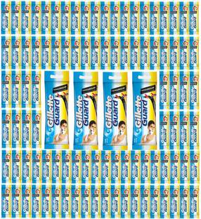 Gillette Guard Cartridge Single Blade With Razor (100 Cartridge + 4 Razor Handle) Pack of 104 Items, Men