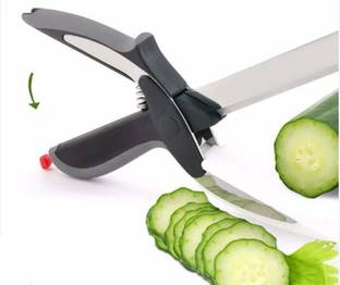 NIYATI IMPEX 1 Pc Plastic Knife Set Kitchen Smart Cutter 2-in-1 Knife & Chopping Board with Locking Hinge(Black)