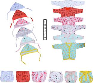 Fareto 3Pcs Infant Hosiery Cotton Clothing Set (0-3 Months)(Pack Of 18Pcs)