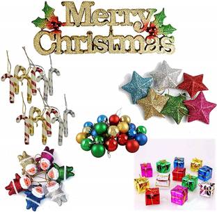 Kashish Trends Pack of 68 pcs Mix Christmas Tree Ornaments Xmas Tree hangings Ornaments for Christmas Tree Decoration Item Christmas Party Props Favors #DD5002 Topper Ornaments Pack of 68