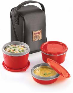 cello Fresh Micro 3 LUNCH BOX WITH INNER STEEL 3 Containers Lunch Box
