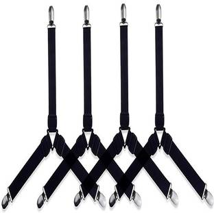 GOLKIPAR Sheet Holder Straps,Triangle Elastic Mattress Corner Clips, 3 Way Fitted Bed Sheet Fastener Suspenders Grippers Heavy Duty for Bedding Sheets, Mattress Covers, Sofa Cushion(Pack of 4) Luggage Strap
