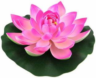 Aakriti Artificial Lotus Flower for Home Decoration and Aquarium/Pound/Fish Tank Lotus Flower Lotus with Leaf for Decoration 18 cm in Diameter (2 PCS) Multicolor Lotus Artificial Flower