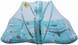 Fareto Baby Mattress with Mosquito Net(0-6 Months) (Pista Green) print cartoon