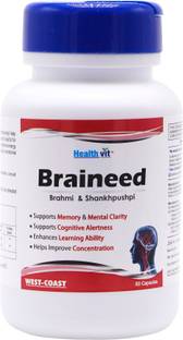 HealthVit Braineed Brahmi & Shankhpushpi Aid in Increasing Memory – 60 Capsules