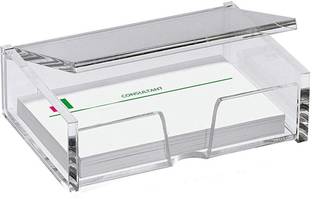 PANKU 1 Compartments Cast Acrylic Visiting/Business Desk Card Holder Display Stand