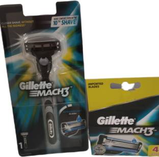 Gillette MACH3 SUPER VALUE PACK ( 1N Refilable shaving razor & 1N shaving cartridge 4N), Men