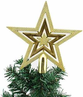 Lilone Xmas Tree Top StarGold-15cm Hanging Star Pack of 1
