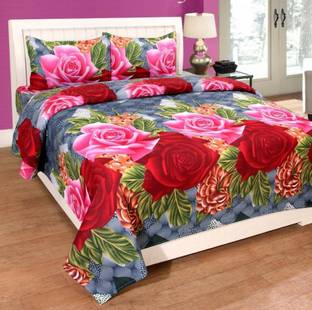 Ambey Textiles 152 TC Cotton Double Printed Flat Bedsheet