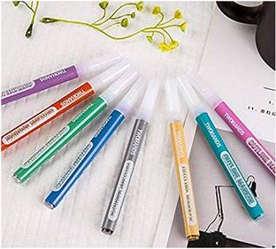 DEZIINE coloured marker set Pen, 8 Colors/Set Gift Card Writing Drawing Pens Double Line Outline Pen Stationery for Drawing, Sketching.